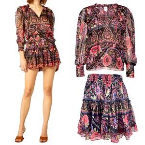 MISA Los Angelos Siena Top Marion Skirt Matching Set Flora Valentina Size L